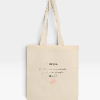 Tote bag din bumbac Cireșica - fotografia 2