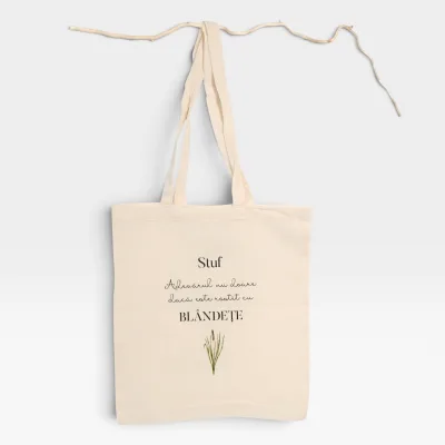 Tote bag din bumbac Stuf - fotografia 2
